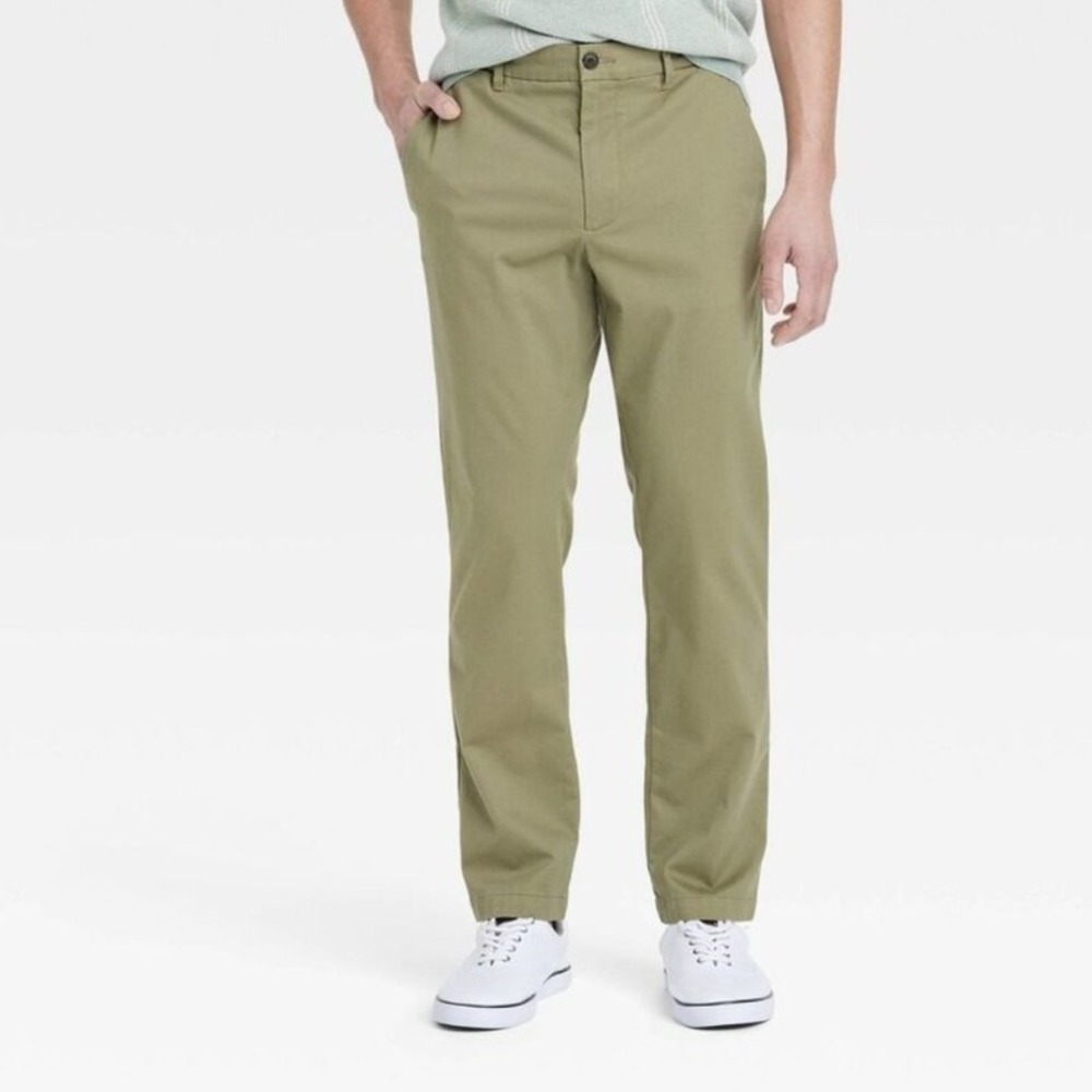 Goodfellow & Co Mens Chino Pants Comfort Wear Slim Fit Olive Green 32x30 New